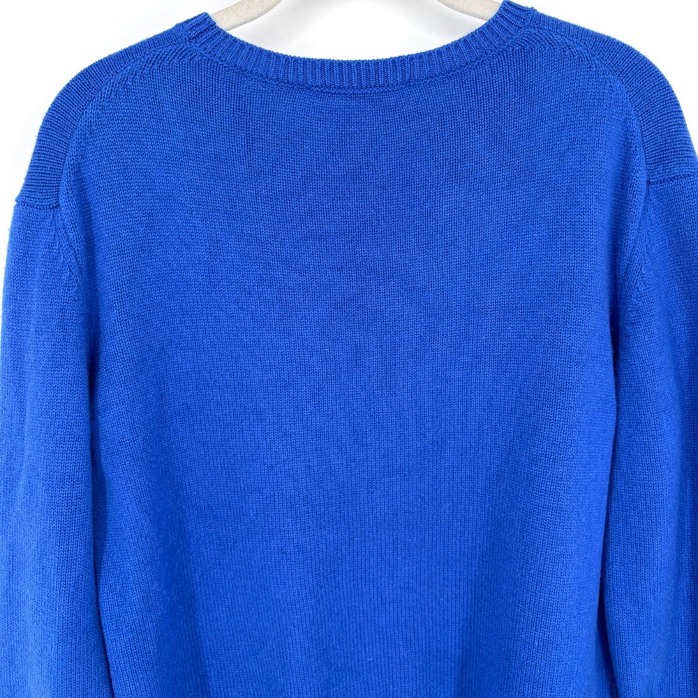 Celine Cashmere Crewneck Knit Sweater Blue Triomphe Logo Embroidered Pullover M - Picture 13 of 16